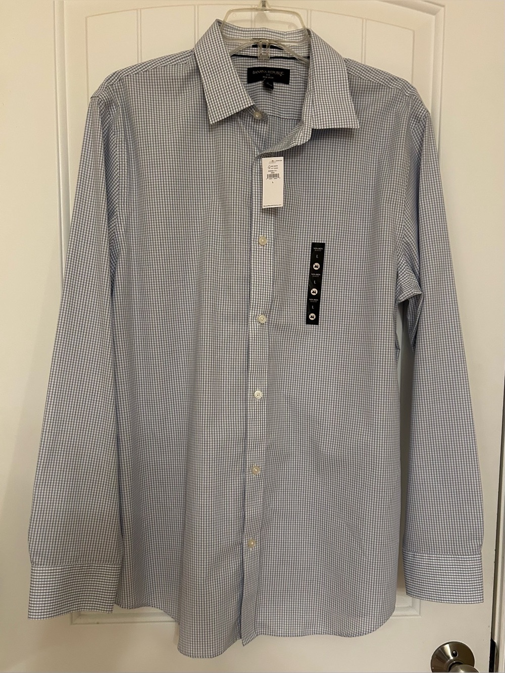 Banana Republic Factory Plaid Blue Button Down Slim Fit Shirt Size Large NWT